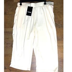 HUUKEAY WIDE LEG CAPRI PALAZZO YOGA POCKETS CREAM WOMENS SIZE XL